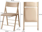 Folding Chairs with Cushion 2 Pack - Heavy Duty Steel Frame Foldable Dining Chairs, Waterproof Leather Indoor Outdoor Comfortable Folding Chairs for Home, Conference Rooms, Weddings, Events (Wood)