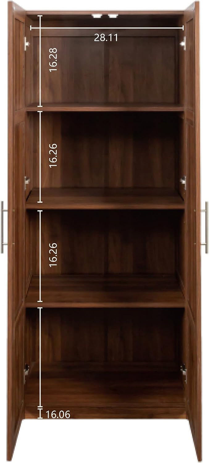 71'' H Kitchen Pantry Cabinet, Farmhouse Kitchen Storage Cabinet with Doors and Shelves, Wood Buffet Sideboard with Drawers, Freestanding Buffet Sideboard, Coffee Bar Cabinet, Walnut