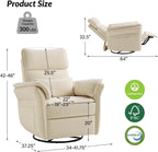 HULALA HOME Nursery Glider Recliner with Adjustable Headrest and Armrests, Power Swivel Rocker Recliner Chair with USB Port and Storage Bags, GREENGARD, FSC, CertiPUR-US® Certified, Beige