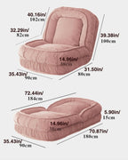 LouannTatami Foldable Lazy Sofa Bed Floor Chair - Adjustable Human Dog Bed for Adults Kids Floor Seats - Cozy Small Couch for Home Living Room(Pink)
