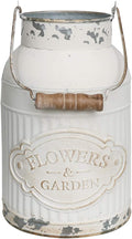 Yoillione Milk Jug, Farmhouse Vase, Decor with Handle - White Metal Vase for Artificial Flowers