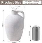 Ceramic Flower Vase with Handles,10" Neutral Tall Clay Beige Terracotta Vases Farmhouse Table Vases with Handle Living Room Decor Rustic Pottery Pots for Home Shelf Coffee Dining Desk Fireplace
