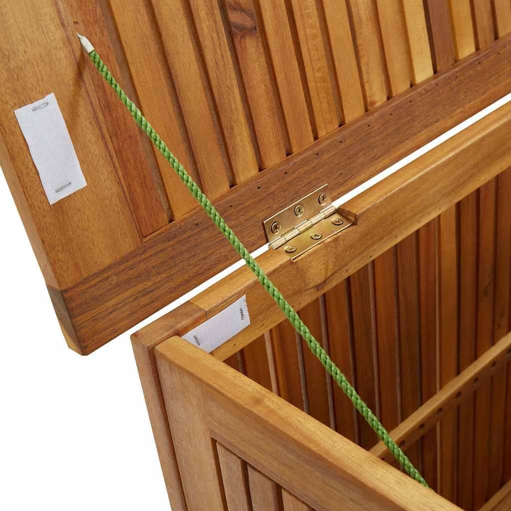 Solid Acacia Wood Patio Storage Box 35.4x19.7x22.8 Inch with Waterproof Bag, Outdoor Bench and Side Table for Cushions, Toys, Gardening Tools