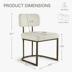 KISLOT Dining Chairs Set of 4, Upholstered Modern Kitchen Chairs with Ergonomic Backrest, Fabric Cushion & Wire Drawing Curve Metal Legs for Living Room, Restaurant, Café, Ivory, 2Boxs