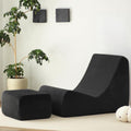 N&V Bean Bag Chair Single Seated Foam Sofa Armless Floor Sofa with High Density Foam Removable and Machine Washable Cover (Black, Large, Corduroy Stripes)