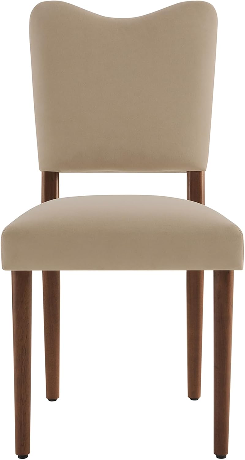 KISLOT Upholstered Dining Chairs Set of 4, Modern Velvet Kitchen Chairs with Solid Wood Legs, High Back Wooden Dining Room Chairs with Dark Walnut Color Legs for Farmhouse Kitchen Dining Room, Brown