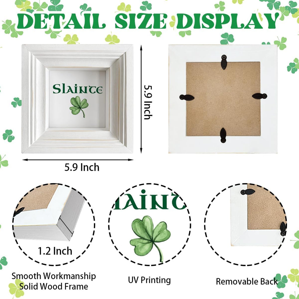 Simply Said, ST Patrick's Day Decor, 15x15 Inches Framed Wooden Sign for Home Decorate, Slainte Wood Sign Plaque, Clover Table Decor, Irish Decors, Farmhouse Decos to Shelf Decorations