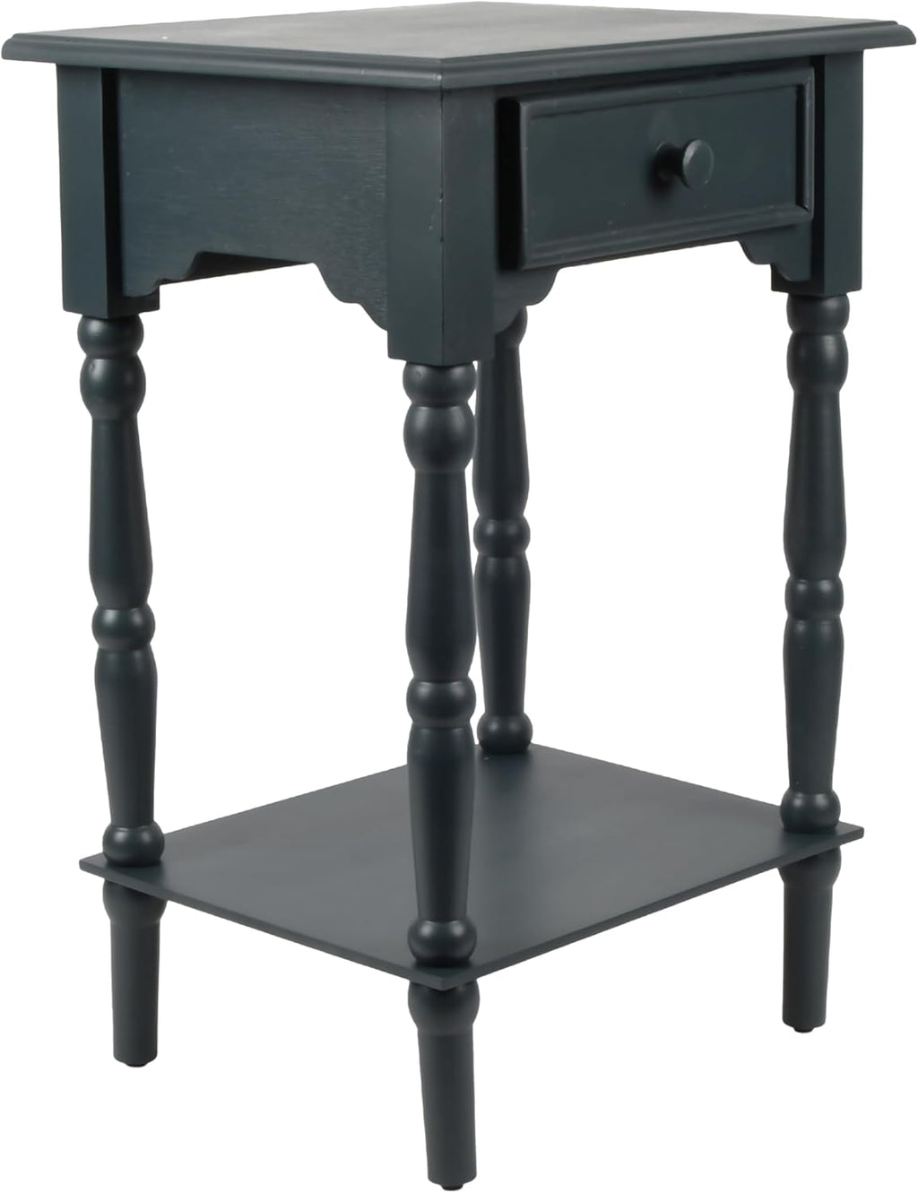 Decor Therapy Jane Nightstand Side Table with a Drawer, Shelf, Traditional Design, Navy 17" D x 14" W x 26" H