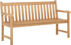 Tangkula 62" Teak Wood Outdoor Bench, 3-Seat Solid Wood Garden Patio Bench with Armrests and Backrest, Wooden Outside Porch Bench Seating Furniture for Backyard, Balcony and Park (62")