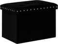 B FSOBEIIALEO Storage Ottoman Cube Folding Tufted Ottomans, Storage Boxes Footrest for Bedroom, Luxury Velvet Fabric 16.5 * 12.6 * 12.6 Inches Black