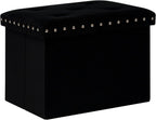 B FSOBEIIALEO Storage Ottoman Cube Folding Tufted Ottomans, Storage Boxes Footrest for Bedroom, Luxury Velvet Fabric 16.5 * 12.6 * 12.6 Inches Black