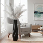 Modern Black Floor Vase, 24 Inch Tall Resin Home Decor Vases, Large Sturdy Vase for Living Room, Office, Bedroom Decor with 5" Opening for Dried Pampas Grass, Branches & Feathers