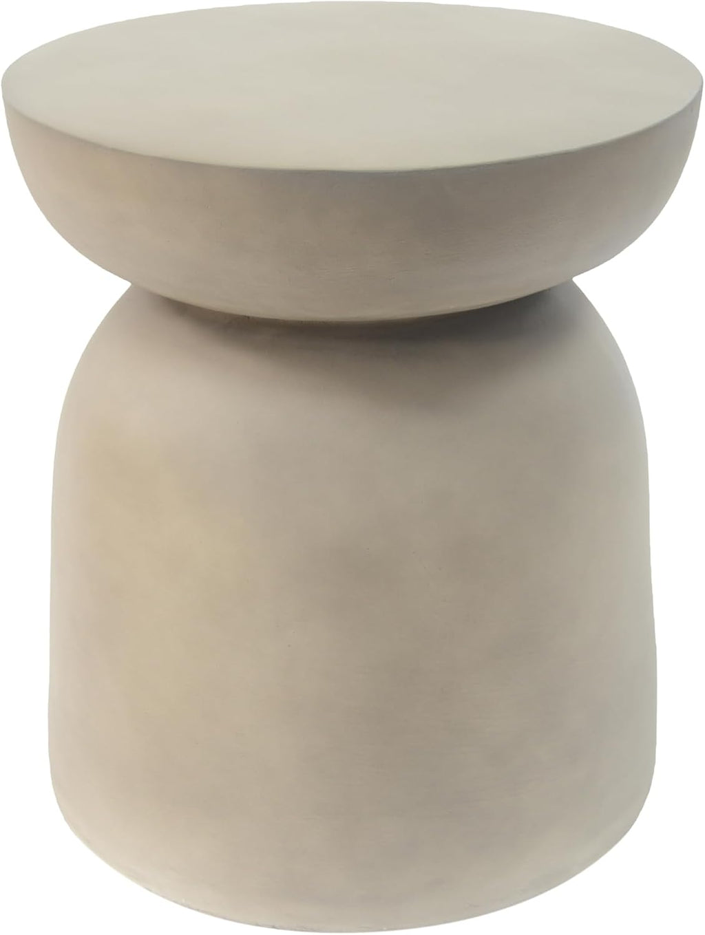 JOSHEN 16" Lightweight-Concrete Corner End Table, Retro End Table with Stable Load-Bearing Design, Decorative Accent Table with Round-Top for Indoor Outdoor, Light Grey