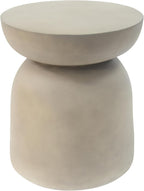 JOSHEN 16" Lightweight-Concrete Corner End Table, Retro End Table with Stable Load-Bearing Design, Decorative Accent Table with Round-Top for Indoor Outdoor, Light Grey