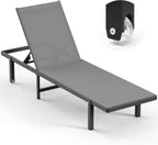 Lounge Chair Outdoor with Wheels, Aluminum Chaise Lounge Outdoor Chair with 5 Adjustable Backrest - Easy to Move- Pool Lounge Chairs for Patio, Poolside (Darkgray)