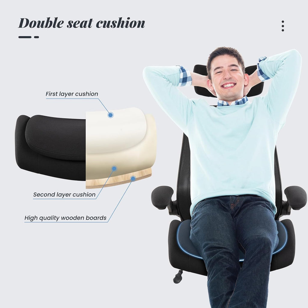 400lbs Ergonomic Drafting Tall Office Chair for Adjustable Standing Desk with Flip-Up Arms, Headrest (with Footring, Black)