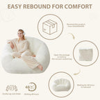 HUGHEAVEN Max Giant Bean Bag Chair, Oversized Bean Bag Sofa for Adults & Teens, Ultra-Soft Comfy Fluffy Floor Lounge Chair with Armrests, Large Bean Bag Couch for Gaming, Reading & Relaxing