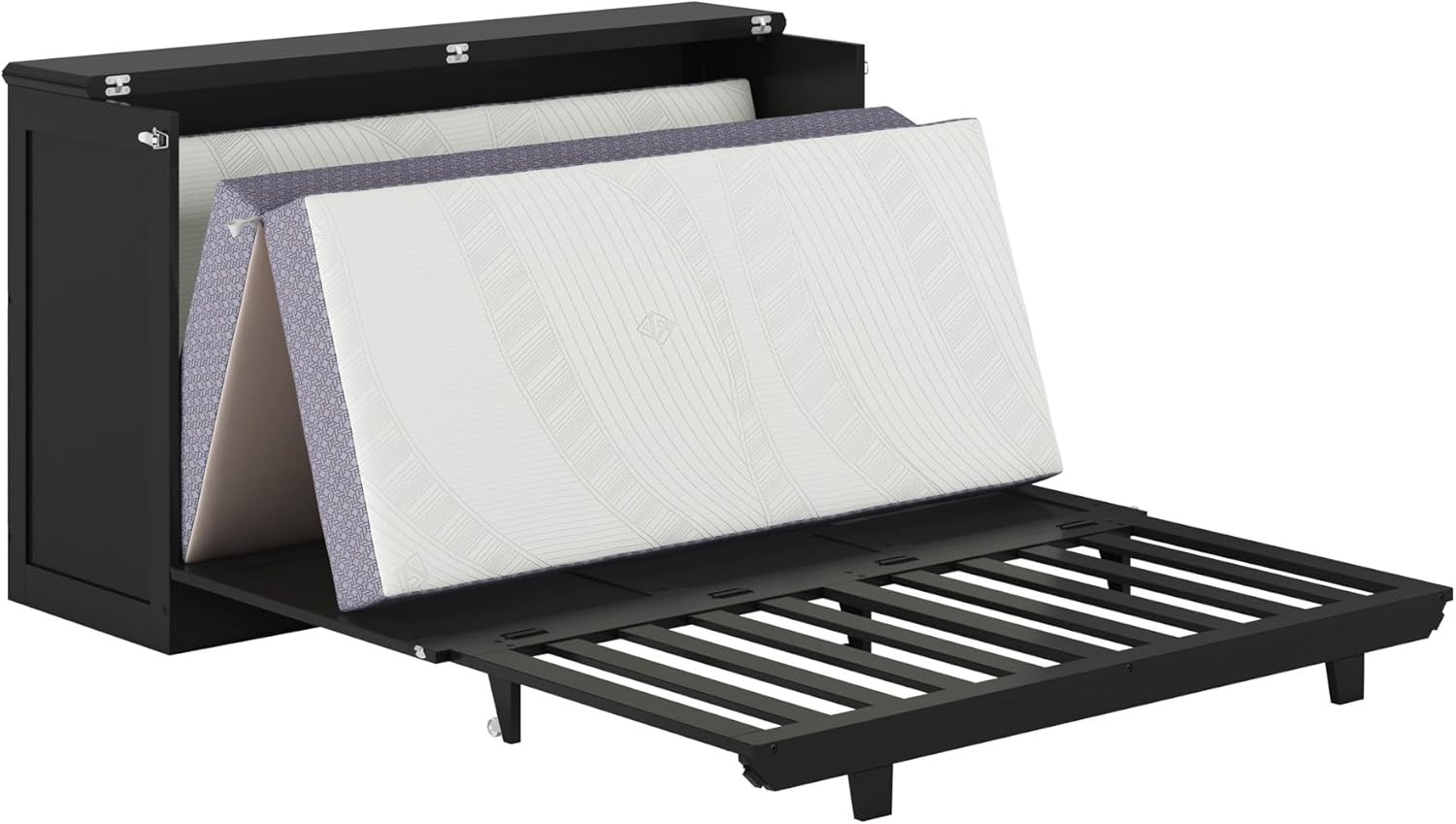 AFI, Charleston Queen Wood Murphy Bed Chest with 6" Mattress, Black