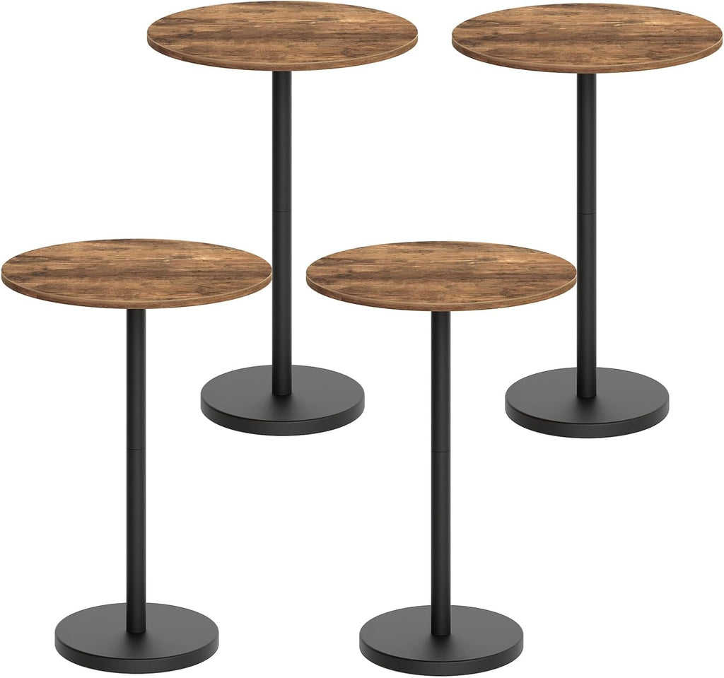 YATINEY Bar Table, Round Bar Table Set of 4, Counter Height Table, Pub Cocktail Table, Metal Frame, for Bistro, Dining Room, Living Room, Terrace, Rustic Brown and Black BT05L4BR