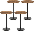 YATINEY Bar Table, Round Bar Table Set of 4, Counter Height Table, Pub Cocktail Table, Metal Frame, for Bistro, Dining Room, Living Room, Terrace, Rustic Brown and Black BT05L4BR