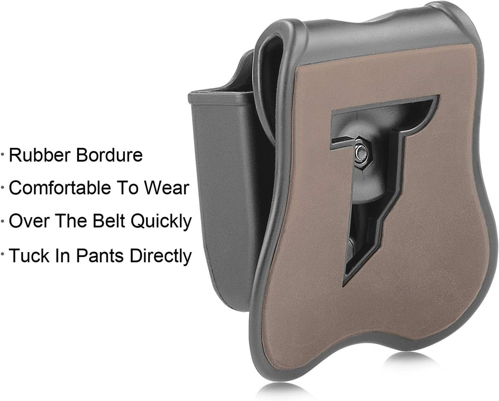 Double Magazine Pouch Fit Glock 17 19 22 23 26 27 31 32 33 34 35 37 38 39-9mm .40 Cal Dual Stack Mag Holder | Polymer Paddle Holster | 360°Adjustable Cant | Ambidextrous | Outside Waistband | Black