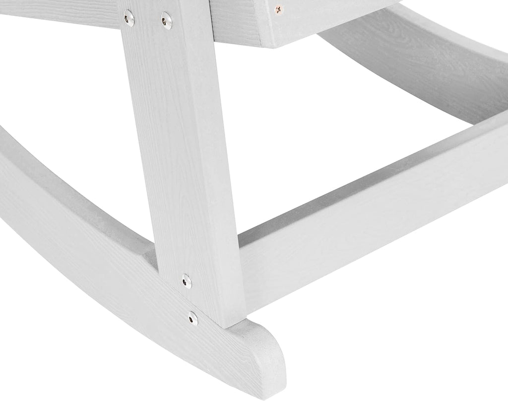 Flash Furniture Savannah Poly Resin Wood Adirondack Rocking Chair - All Weather White Polystyrene - Stainless Steel Hardware - Set of 2
