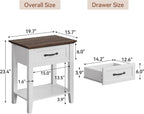 Side Table, Wood Coffee Table with Drawer Square Nightstand with Open Storage Shelf Narrow End Table 23.4'' Tall Sofa Table for Living Room, Bedroom, Office, White
