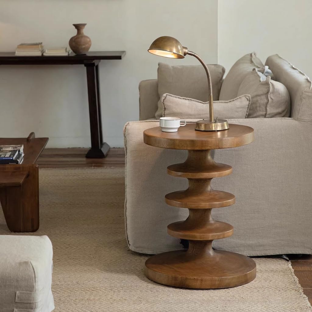 Coffee Tables for Living Room Home Creative Solid Wood B& Hotel Sofa Side Table Balcony Small Round Bedroom Furniture(A)