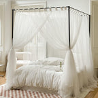 Elegant Mosquito Net Canopy for Twin, Full, Queen, King Beds - Perfect for Adults, Teens, Boys & Girls - Stylish 4 Corner Post Design for Ultimate Protection White King