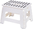VECELO Folding Chair, Step Ladder, Width 12.6 x Depth 9.8 x Height 8.7 inches (32 x 25 x 22 cm), White, Folding Stool, Compact, Outdoor/Indoor, Convenient Storage