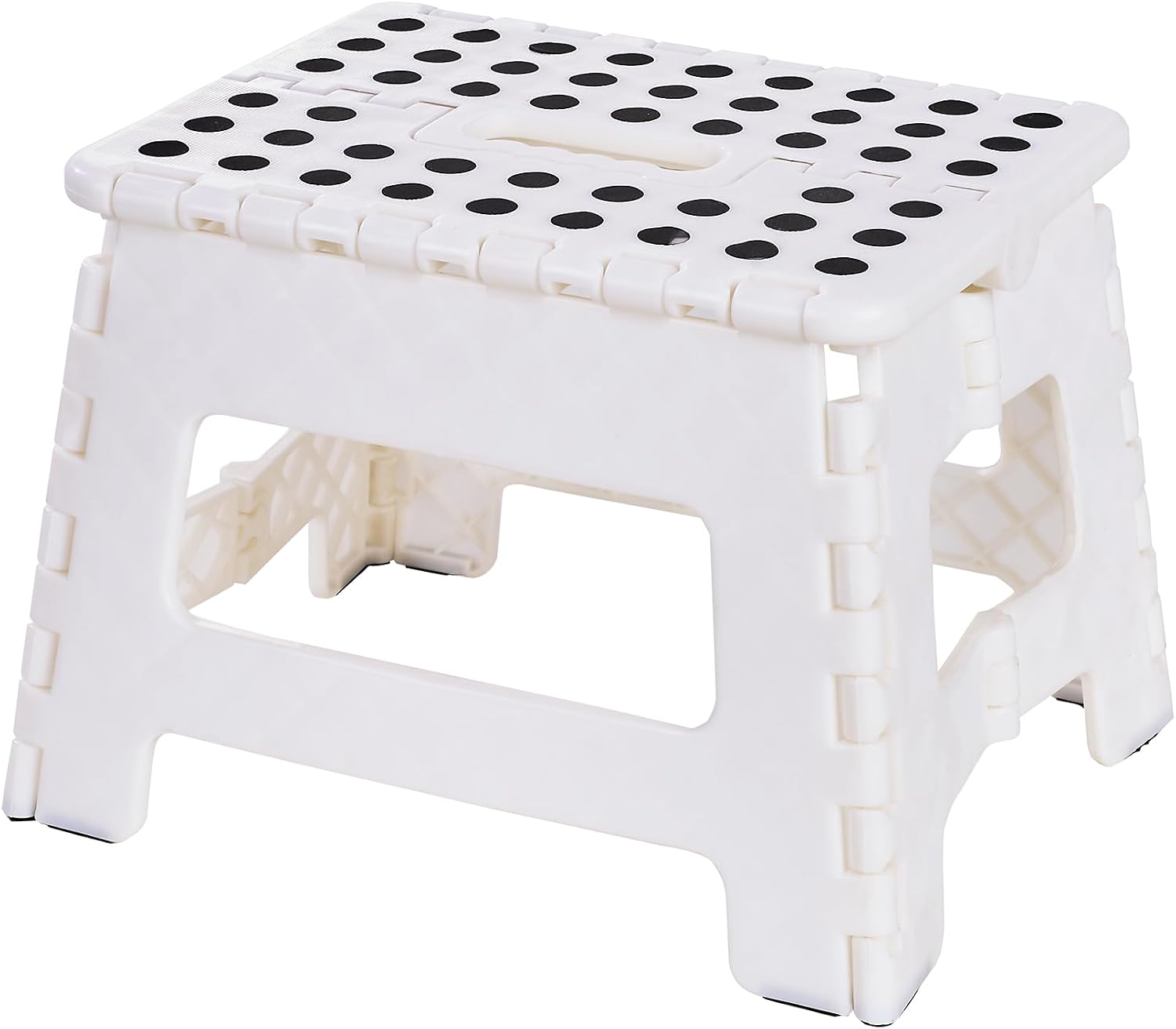 VECELO Folding Chair, Step Ladder, Width 12.6 x Depth 9.8 x Height 8.7 inches (32 x 25 x 22 cm), White, Folding Stool, Compact, Outdoor/Indoor, Convenient Storage