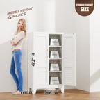 47''Storage Cabinet ,Pantry Cabinet with Doors and Shelves,Tall Kitchen Pantry Cabinet, White Metal KitchenStorage Cabinets, Freestanding Cupboard for Laundry Bathroom Living Room, Assemble Required