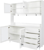 63'' Farmhouse Kitchen Pantry Cabinet, Tall Kitchen Storage Cabinet Home Storage with Microwave Stand, Freestanding Kitchen Hutch Cabinet with Storage 4 Doors, 4 Drawers - muebles para cocina (White)