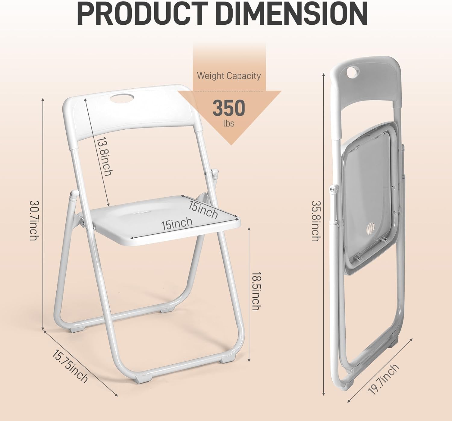 Karl home 10 Pcs Folding Chair, 300LBS Lightweight Foldable Plastic Chair, Reinforced Metal Frame Easy to Fold & Store for Indoor & Outdoor, Wedding, Party, Meeting Room, Patio and Garden, White