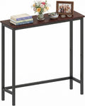 HollyHOME Narrow Console Table, 29.5" Slim Entryway Table, Sofa Stand, Hallway Shelf for Hallway, Bedroom, Living Room, Foyer, Dark Walnut