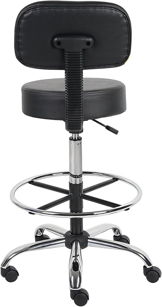 Nicer Interior Medical/Drafting Stool with Back Cushion Black