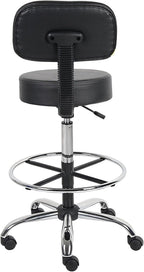 Nicer Interior Medical/Drafting Stool with Back Cushion Black