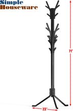 Simple Houseware Standing Coat/Hat Hanger Tree Shaped Rack, 18 Hooks, Black | For Entryway, Bedroom, and Hallway