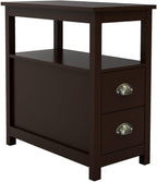 23.6" x 11.8" x 24.0" MDF End Table with Two Drawers and Open Shelf Brown
