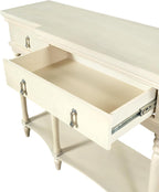Christopher Knight Home Cally Wood Console Table with Drawers & Bottom Shelf, Narrow Entryway Table with Turned Roman Legs, Traditional Rectangular Wall Table for Living Room Study Hallway, White