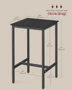VASAGLE Bar Table, Kitchen Dining Table, High Top Pub Table, Bar Height Cocktail Table for Living Room Party, Sturdy Metal, 23.6 x 23.6 x 41.7 Inches for Narrow Spaces, Ebony Black and Ink Black