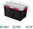 Large 20 Gallon Gasket Tote with Lid, Waterproof Plastic Storage Bin IP68 Dustproof & Submersible, Heavy Duty Latch & Seal Box for Basement Garage, Black (2 Pack)