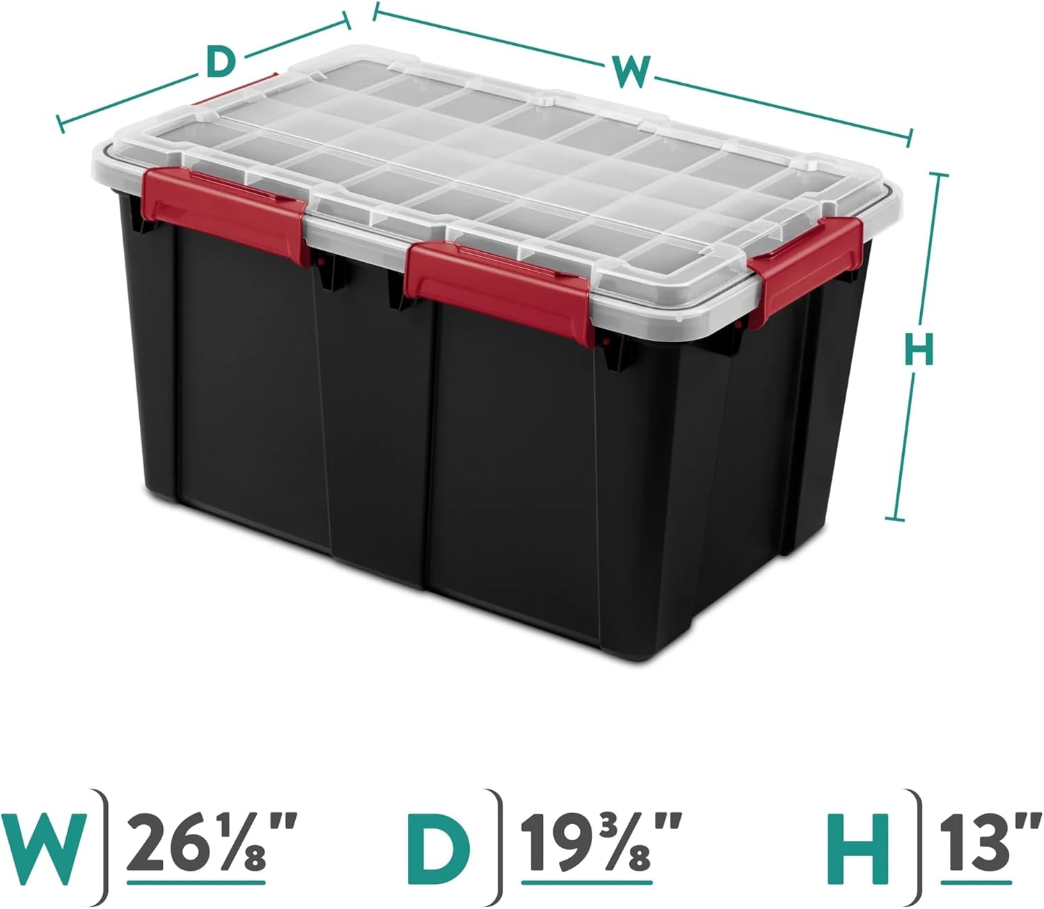Large 20 Gallon Gasket Tote with Lid, Waterproof Plastic Storage Bin IP68 Dustproof & Submersible, Heavy Duty Latch & Seal Box for Basement Garage, Black (2 Pack)