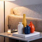 Multi-Color Ceramic Small Bud Vases Set of 4, White Yellow Orange Blue Vase, Modern Minimalism Style Vases for Rustic Home Decor, Ideal Decorative Vases for Living Room, Dining Room, Mantel, Entryway