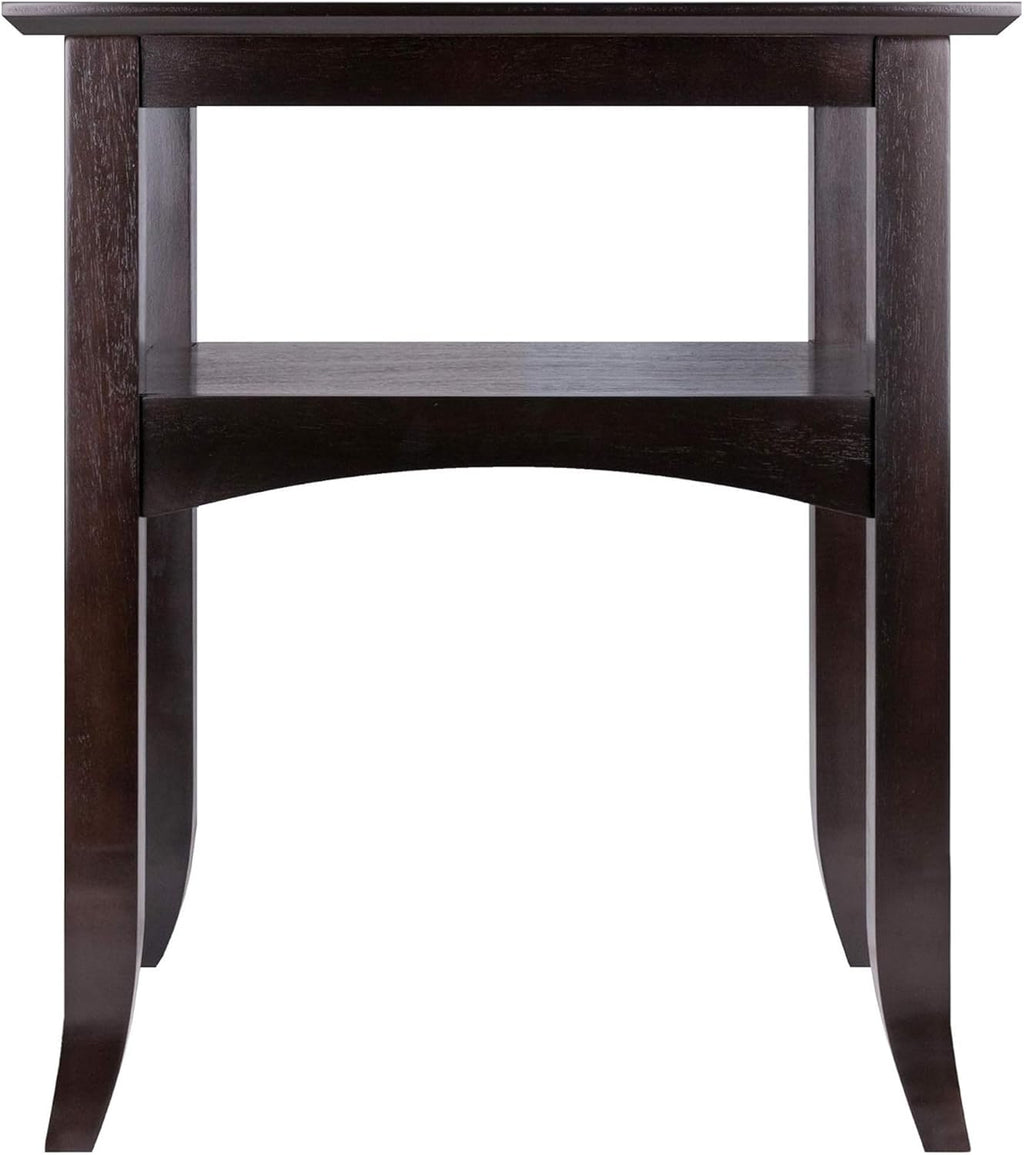 Camden Solid Wood End Table with Lower Shelf, Traditional Side Table for Living Room or Bedroom, Rich Coffee Finish
