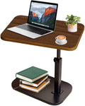 C Shaped End Table Adjustable Height, 360° Swivel C Side Tray, Small Bedside Table, for Couch, Living Room, Bedroom, Corners and Office (Walnut)