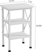 VECELO End Side Table Night Stand,X-Design with Storage Shelf for Bedroom,Living Room,White