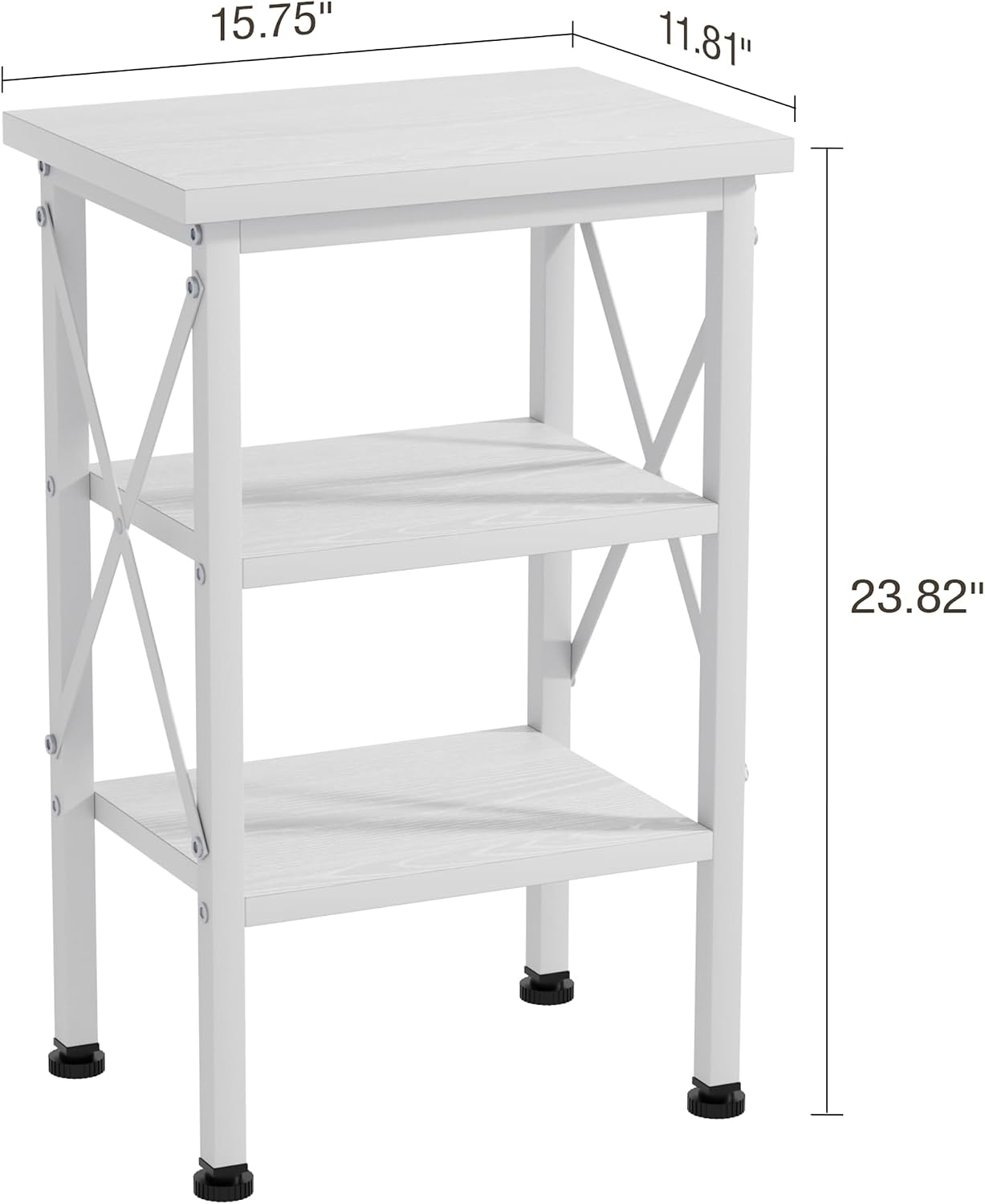 VECELO End Side Table Night Stand Set of 2,X-Design with Storage Shelf for Bedroom,Living Room,White