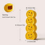 Smile Face Ceramic Vase, 7.3in Glossy Yellow Happy Face Home Office Decor, Playful Desk Ornament for Office, Mood Boosting Gift Men Women
