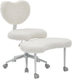 Artificial Rabbit Hair Meditation Chair Plus, Cross Legged Chair with Wheels, ADHD Chair, Criss Cross Desk Chair with Lumbar Support and Adjustable Stool, Flexible Design for Fidgety Sitters, Beige